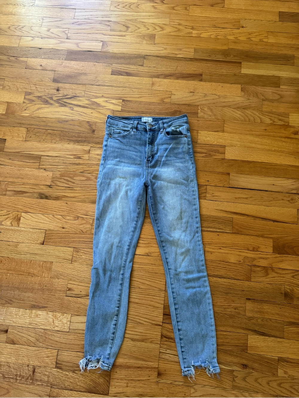 Cello Light Blue High-Rise Skinny Jeans with Raw Hem